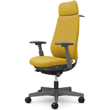 ポータムシリーズ/可動肘/背クッション/EXスタンダードタイプ/ダークグレー/ハンガー有/ランバー無/ナイロンキャスター オカムラ(岡村製作所)