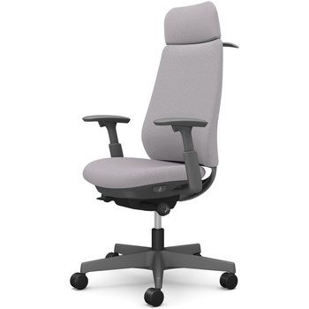 ポータムシリーズ/可動肘/背クッション/EXスタンダードタイプ/ダークグレー/ハンガー有/ランバー無/ナイロンキャスター オカムラ(岡村製作所)