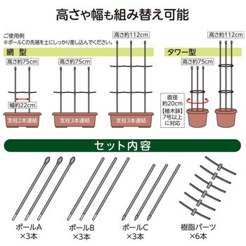 1009443 園芸用ジョイント支柱 1セット アイメディア 【通販モノタロウ】