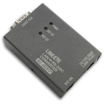 小型インターフェースコンバータ LAN<=>RS-232C Dsub9 PoE給電対応 ラインアイ