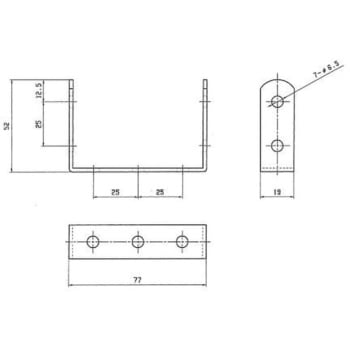 ジョイント金具 19型U 黒 W19mm×L 1 77mm×L 2 52mm 三基鋼業