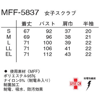 女子スクラブ ネイビー+ピンク MFF-5837シリーズ ナガイレーベン