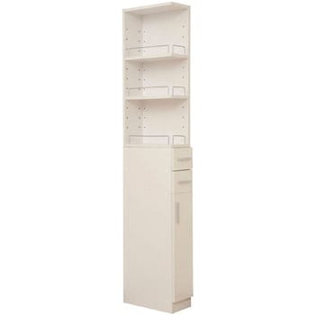 Amazon.co.jp: 山善 洗面所 収納 幅24.5×奥行39×高さ180cm こぼれ止め付き 棚板高さ調節可能 隙間収納 大容量 組立品  ホワイト SSR-1825(WH) : ホーム＆キッチン