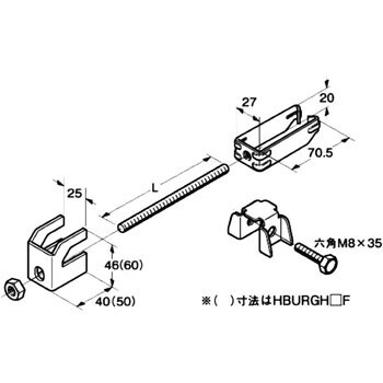 HBURGH1520 HB1U吊り金具用横揺れ補強金具(H形鋼用) 1個 ネグロス電工 【通販モノタロウ】