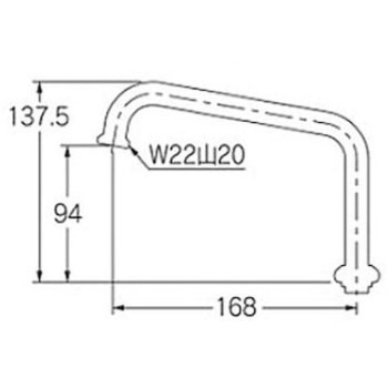 水栓ノズル W26-20T/170mm エスコ