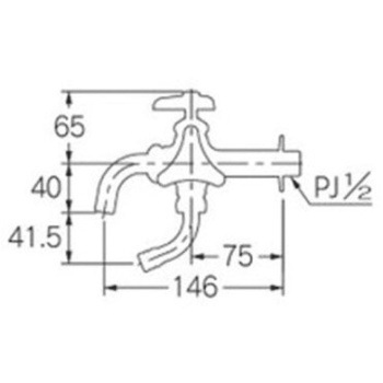 双口胴長水栓 PJ1/2" エスコ
