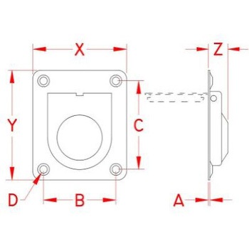 埋込みリフトハンドル ステンレス製 55.6×63.5mm エスコ