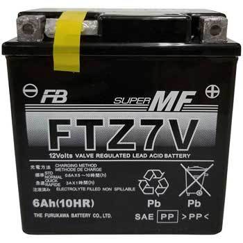 FTZ7V 12V高始動形VRLA(制御弁式)バッテリー(電解液注入済タイプ) 1個