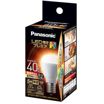 電球/LED 電球色 AC100V/5.0W/E17 エスコ