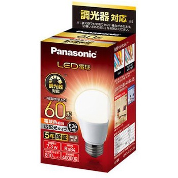 電球/LED 電球色/調光 AC100V/7.3W/E26 エスコ