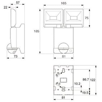 EA864C-27A LEDセンサーライト 2灯 AC100V/20W アズワン コード長3m