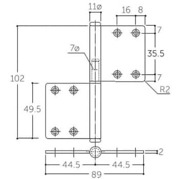 EA951CT-36 旗丁番 左右兼用/鏡面マットブラック 102×89mm 1枚 アズワン 【通販モノタロウ】