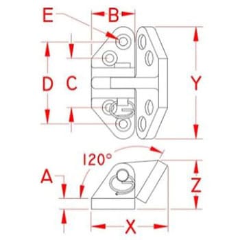 ハッチヒンジ ステンレス製 28.4×71.9mm - エスコ