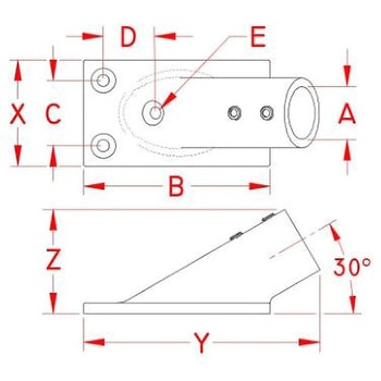 パイプ用アングルベース ステンレス製 25mm EA951EWシリーズ エスコ
