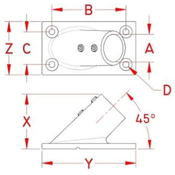 パイプ用アングルベース ステンレス製 25mm EA951EWシリーズ エスコ