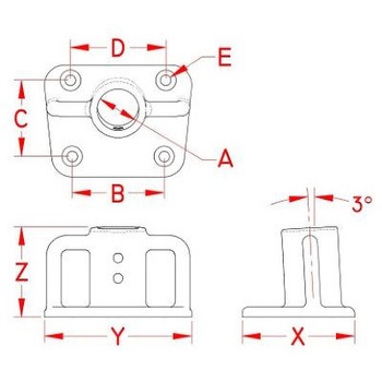パイプ用ベース ステンレス製 25mm エスコ