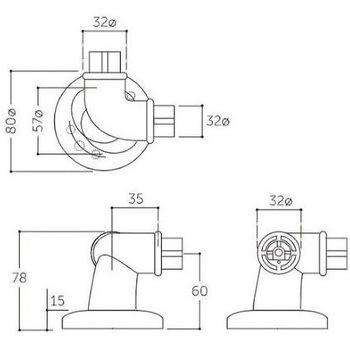 メイクコーナーブラケット 90° Φ32×80×78mm エスコ