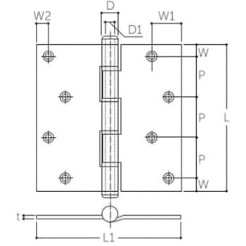 義星丁番 SUS304/鏡面クローム 102×102mm エスコ