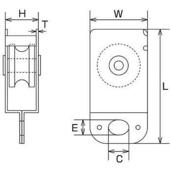 吊具用滑車 オールステンレス 26×15×54mm エスコ