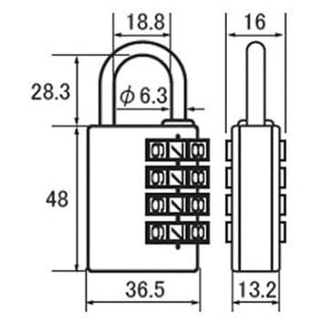 ドアロック金具 ダイヤル南京錠付 エスコ