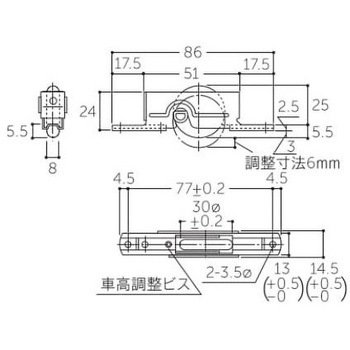 戸車 U型・ウレタン車・鋼板枠 30mm エスコ