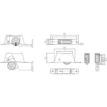 吊戸フレ止めガイド ポリアセタール車/鋼板枠 25mm エスコ