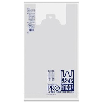 手提げ袋 半透明/HDPE/100枚 EA995AFシリーズ エスコ