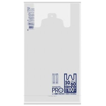 手提げ袋 半透明/HDPE/100枚 EA995AFシリーズ エスコ