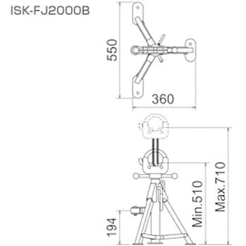 育良精機 折りたたみ式ケーブルジャッキ ISK-FJ2000B (10215)