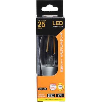 LEDフィラメントタイプシャンデリア球 E12 電球色 オーム電機