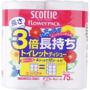 スコッティ フラワーパック 3倍長持ち (ダブル) 日本製紙クレシア トイレ用 - 通販モノタロウ