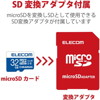 マイクロSDカード Class10 UHS-I U1 SD変換アダプタ付 防水(IPX7) セキュリティソフト付 メモリーカード エレコム