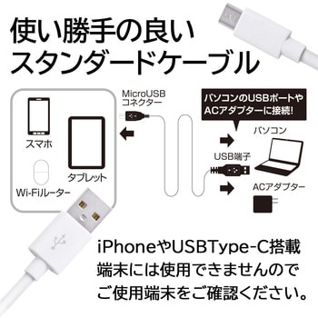 【+ECO】microUSBケーブル(充電・データ転送)1M エアージェイ