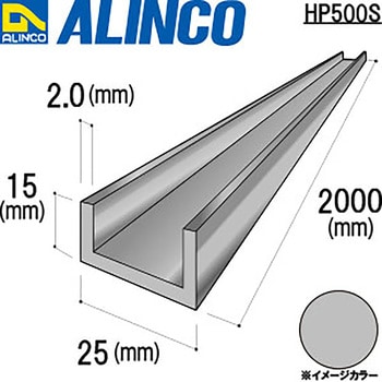 アルミチャンネル 25×15×2．0 アルインコ コの字部材・破損止・チャンネル 【通販モノタロウ】