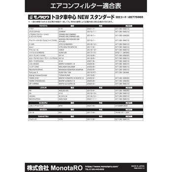 エアコンフィルター 防臭・抗菌仕様 モノタロウ