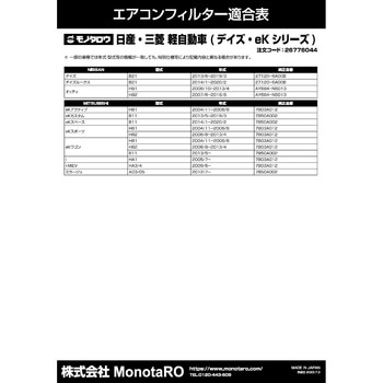 エアコンフィルター 防臭・抗菌仕様 モノタロウ