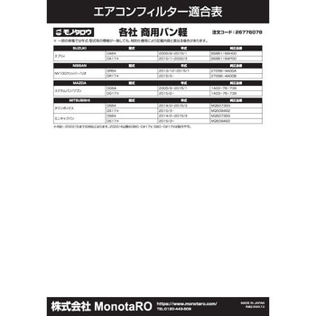 エアコンフィルター 防臭・抗菌仕様 モノタロウ