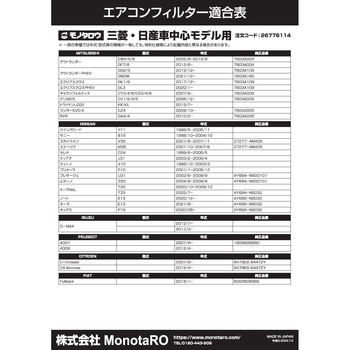 エアコンフィルター 防臭・抗菌仕様 モノタロウ