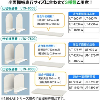 オプション/半面棚板用仕切板_ワークテーブル150・LABシリーズ半面棚板用 山金工業
