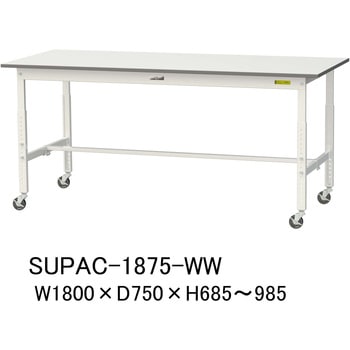 軽量作業台/耐荷重128kg_高さ調整移動式H685～985_ワークテーブル150シリーズ 山金工業