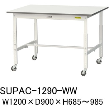 軽量作業台/耐荷重128kg_高さ調整移動式H685～985_ワークテーブル150シリーズ 山金工業