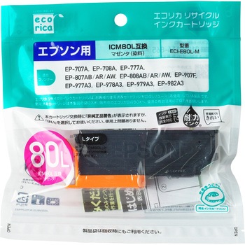 リサイクルインク EPSON対応 IC80L エコリカ