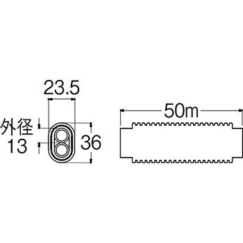 T421R-863E-10A さや管付ペア樹脂管 SANEI 1巻(50m) T421R-863E-10A