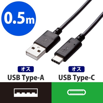 USBケーブル A-C USB2.0 認証品 タイプC スマートフォン タブレット エレコム