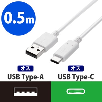USBケーブル A-C USB2.0 認証品 タイプC スマートフォン タブレット エレコム