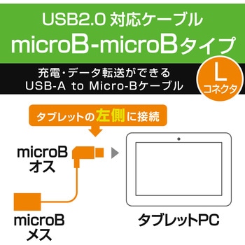 USB変換アダプタ microB-microB L字 ケーブルタイプ 10cm タブレット エレコム