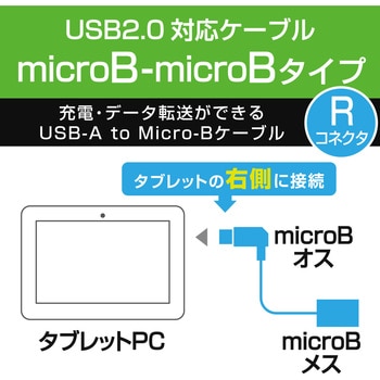 USB変換アダプタ microB-microB L字 ケーブルタイプ 10cm タブレット