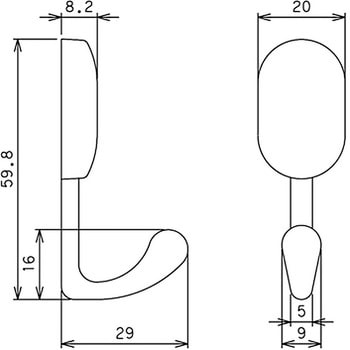 MJ-022W コートフック シングル マジッククロス8 耐荷重10kg ニッケル