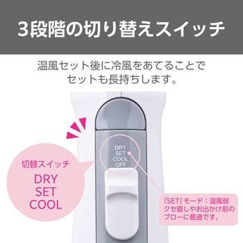 くるくるドライヤー カールドライヤー マイナスイオン キャッチクッションブラシ スリムボディ 3段階切替 (DRY-SET-COOL) 静電気低減 naturam テスコム