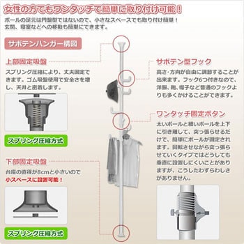 ワンタッチ式 突っ張りポールハンガーラック ドリームウェア
